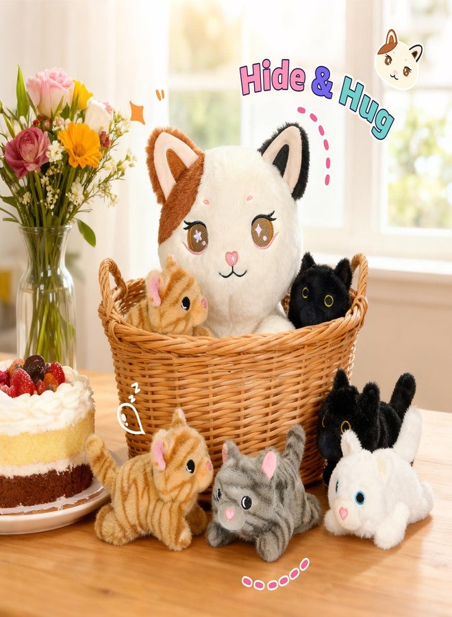 Onsoyours Original 5PC Cat Stuffed Animals with Babies Inside, Kawaii Kiity Plush with Mommy & 4 Kittens - Cute Plushies Toys for Girls Kids (White) - Image 5